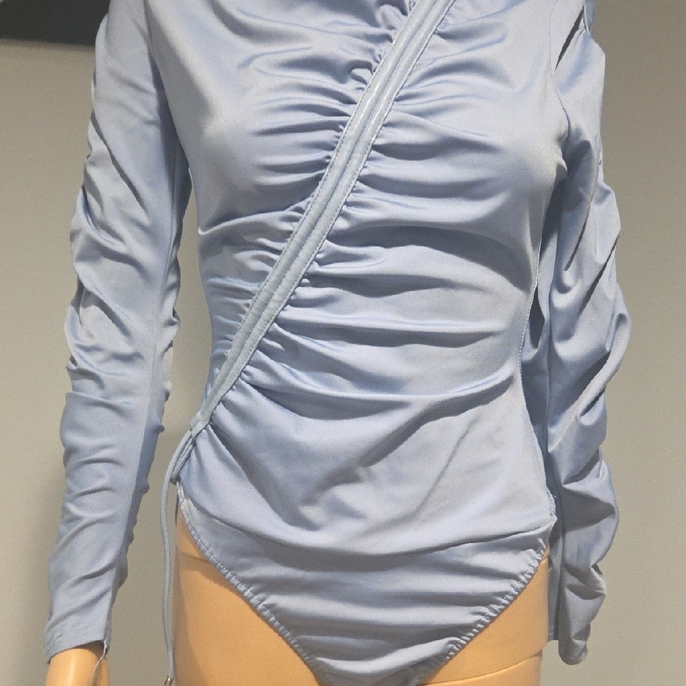 Maniere De Voir Grey Gathered Bodysuit - Picture 13 of 16